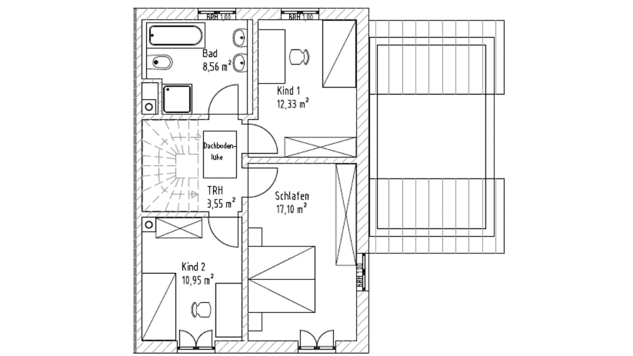 Moderne Doppelhaushälfte mit ca. 151,70 m² Wohnfläche, 5 Zimmern & 2 exklusiven Tageslichtbädern! - Obergeschoss