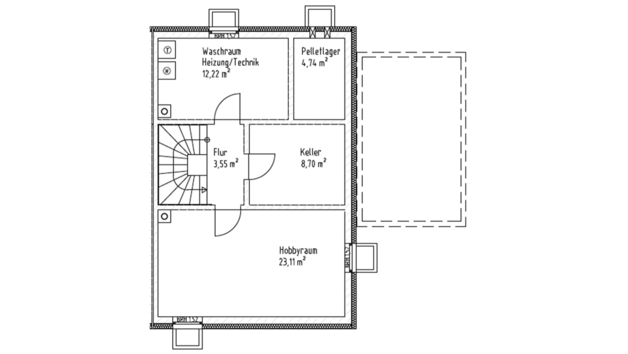 Moderne Doppelhaushälfte mit ca. 151,70 m² Wohnfläche, 5 Zimmern & 2 exklusiven Tageslichtbädern! - Kellergeschoss