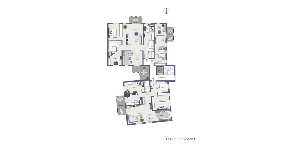 Exklusive 4-Zimmer-Eigentumswohnung mit 2 Bädern, großem Westbalkon und edler Ausstattung - Geschossplan 1. Obergeschoss