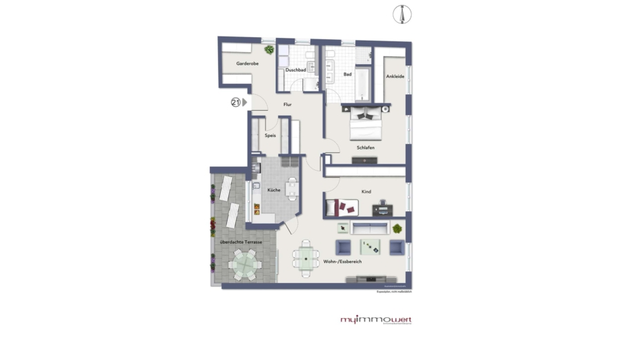 Eine Perle im Herzen von Erding! Edle Penthouse Wohnung mit 133 m² Wohnfläche & großer Dachterrasse - Grundriss Wohnung