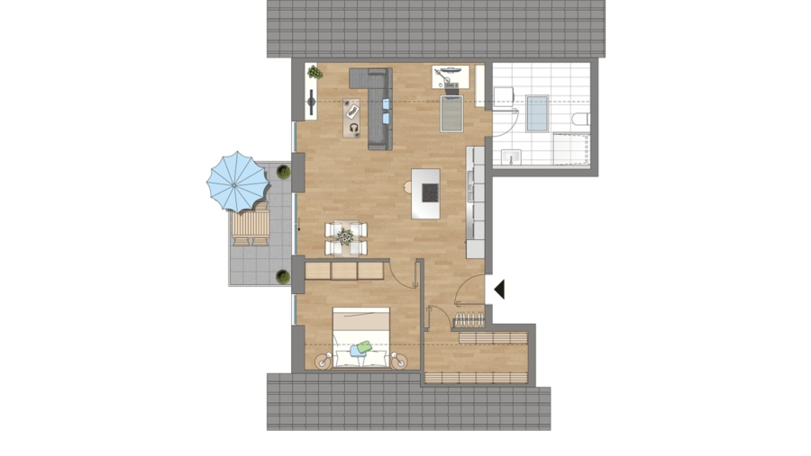 Freier Blick bis zu den Sternen! 2-Zimmer-Dachgeschosswohnung mit großem Balkon und KFZ-Stellplatz - Wohnung