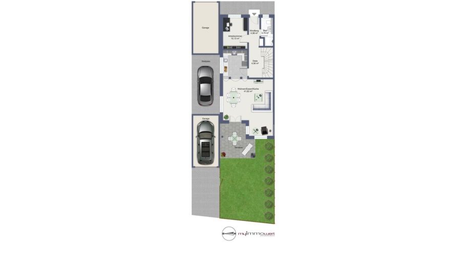 Juwel! Top gepflegte DHH mit viel Platz für die ganze Familie im idyllischen Moosinning-Eichenried - Grundriss Erdgeschoss