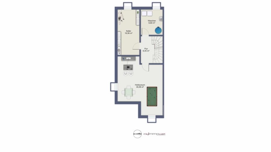 Juwel! Top gepflegte DHH mit viel Platz für die ganze Familie im idyllischen Moosinning-Eichenried - Grundriss Kellergeschoss