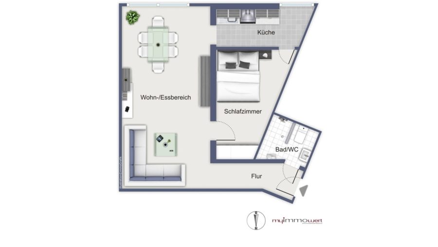 Top gepflegte 2-Zimmer-Wohnung im Herzen von Schwabing - Grundriss
