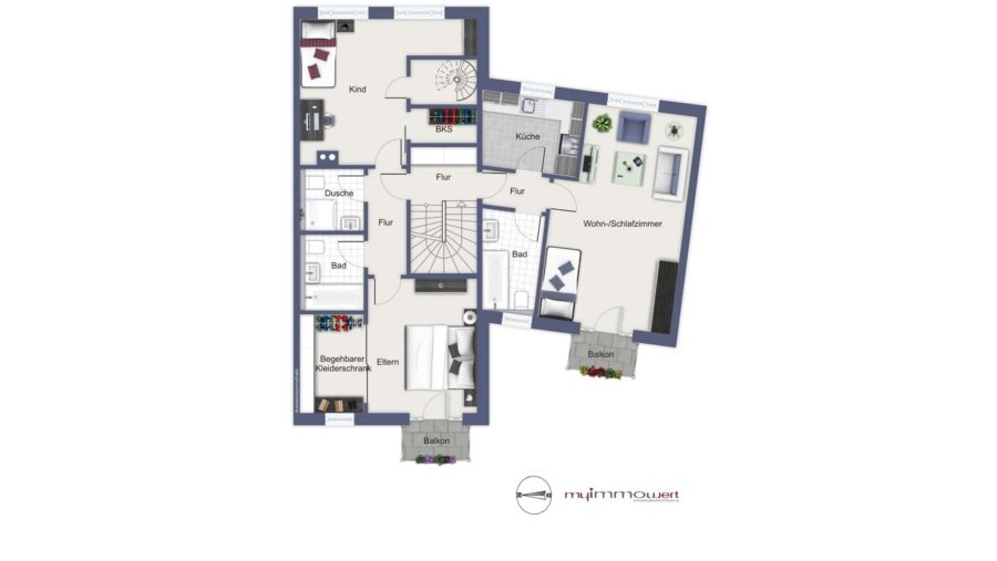 2 Generationen unter einem Dach! Top gepflegtes Reiheneckhaus mit Einliegerwohnung in Karlsfeld - Grundriss Obergeschoss