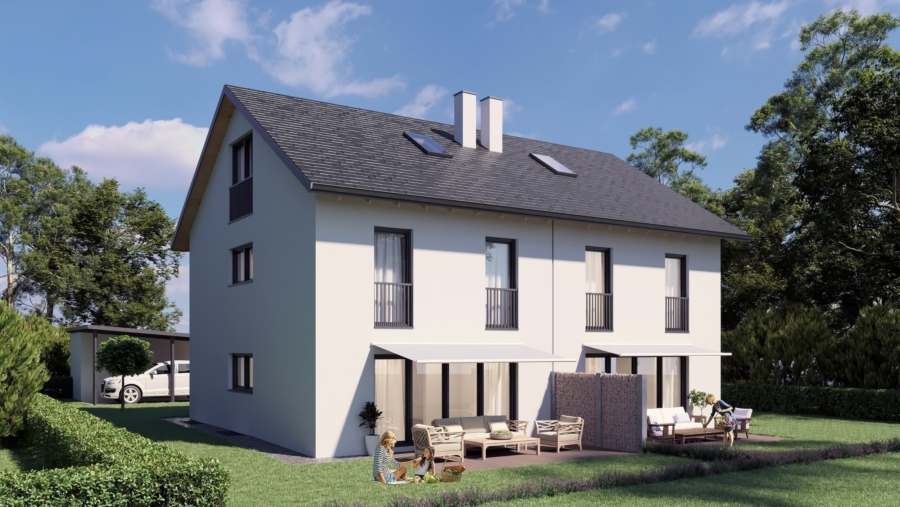 Neubau! Moderne Doppelhaushälfte (Haus 2) mit sonniger Südausrichtung - Südansicht