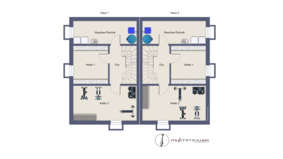 Neubau! Charmante Doppelhaushälfte (Haus 1) mit sonniger Süd-/Westausrichtung - Grundriss Kellergeschoss
