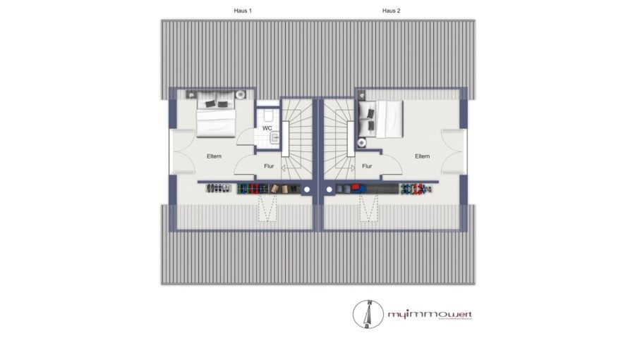 Neubau! Charmante Doppelhaushälfte (Haus 1) mit sonniger Süd-/Westausrichtung - Grundriss Dachgeschoss