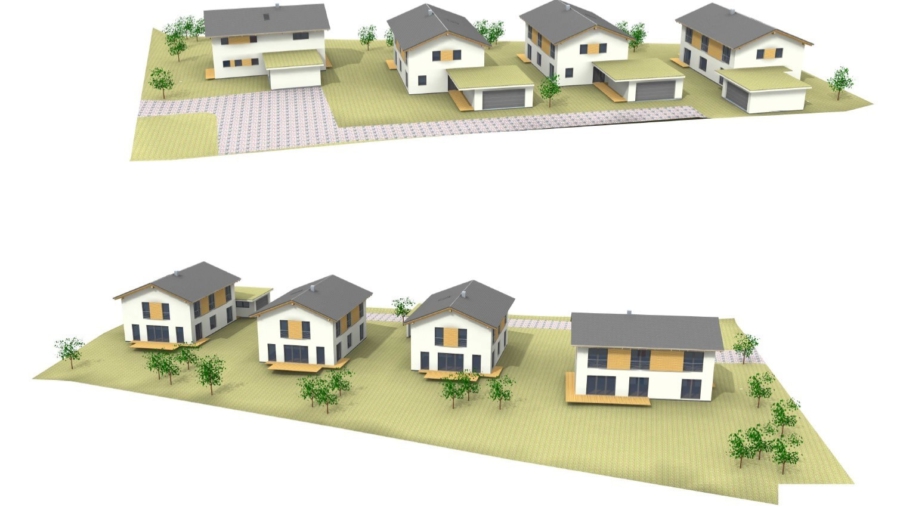 Bautraum verwirklichen? Exklusives Baugrundstück für ein Einfamilienhaus in 84439 Hofstarring - 3D Ansicht Osten und Westen