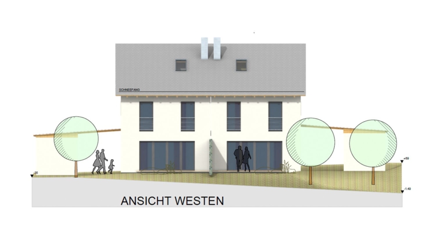 Sonnenliebhaber aufgepasst! Stilvolle Doppelhaushälfte mit charmanter Terrasse - Hausansicht Westen