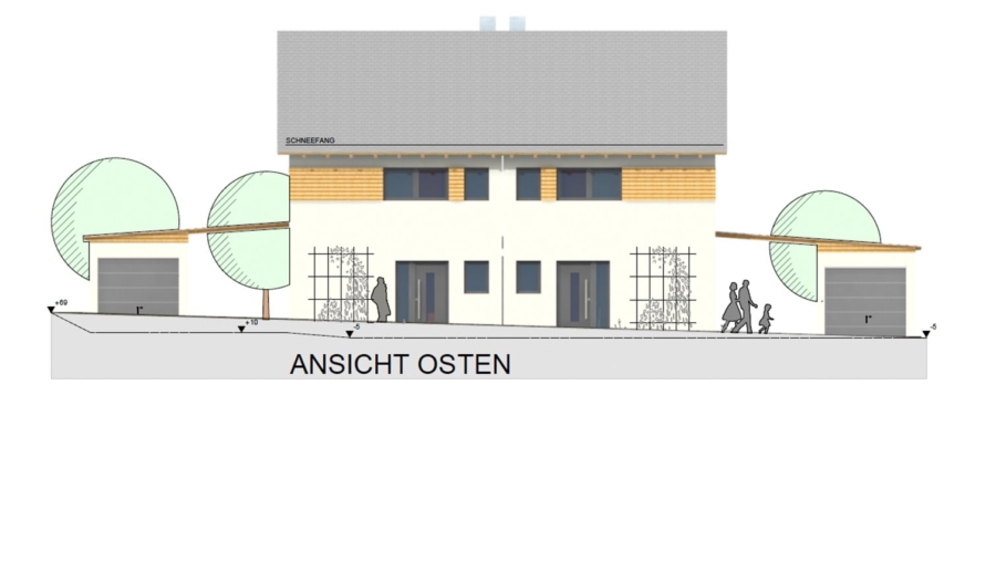 Sonnenliebhaber aufgepasst! Stilvolle Doppelhaushälfte mit charmanter Terrasse - Hausansicht Osten