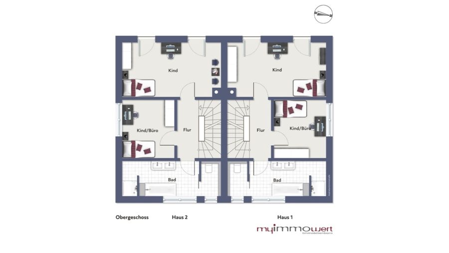 Neubau! Lichterfüllte Doppelhaushälfte mit sonniger Westausrichtung - Obergeschoss