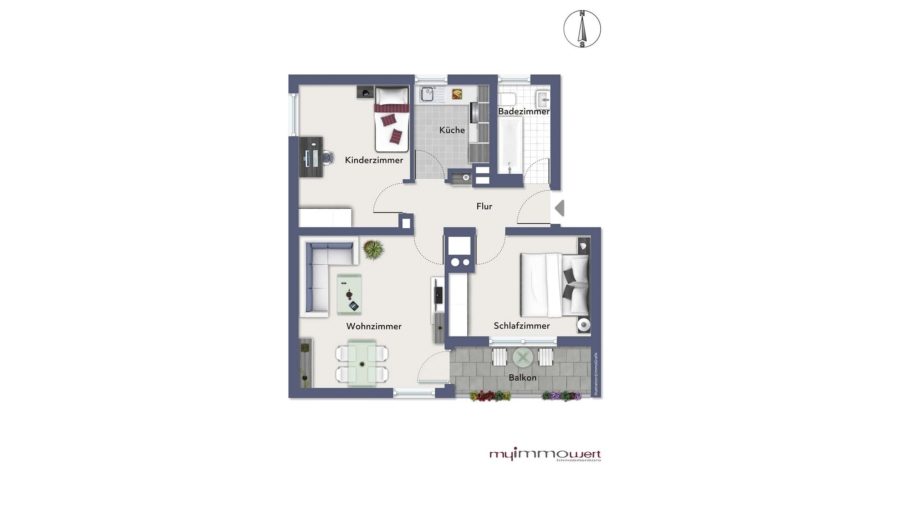 Freiwerdende 3-Zimmer-Dachgeschosswohnung mit Stellplatz und Südbalkon im Herzen von Erding - Grundriss