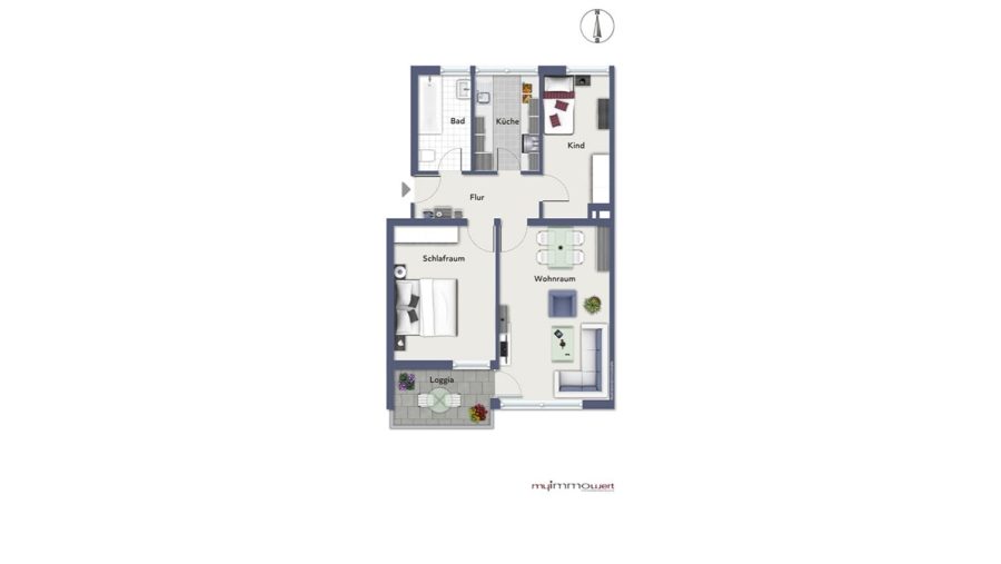 Ideal geschnittene 3-Zimmer-Dachgeschosswohnung mit Südloggia in Berg am Laim! - Grundriss