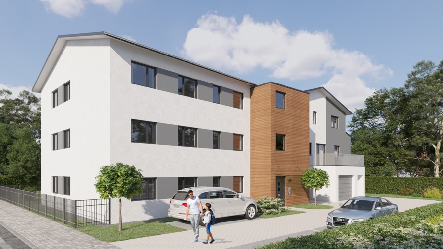 Klein & Fein! 1-Zimmer-Eigentumswohnung mit ca. 15,00 m² großer Dachterrasse in Eichenried - Hausansicht