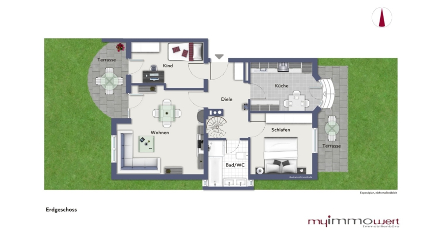 Sehr ruhig gelegene 3-Zimmer-Gartenwohnung mit zusätzlichem Hobbyraum im Souterrainbereich! - Erdgeschoss