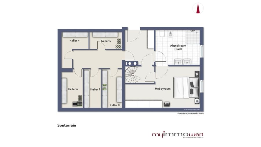 Sehr ruhig gelegene 3-Zimmer-Gartenwohnung mit zusätzlichem Hobbyraum im Souterrainbereich! - Musterbeispiel Souterrain