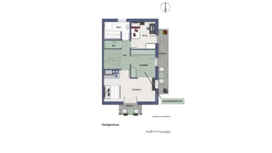 Liebevoll gestaltete & sehr gepflegte Doppelhaushälfte in absoluter Toplage in 83080 Oberaudorf-Agg - Dachgeschoss & Galeriebereich