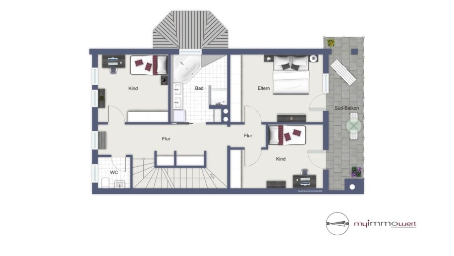Reiheneckhaus mit viel Platz für die ganze Familie in Moosinning zum sofortigen Bezug - Grundriss Obergeschoss