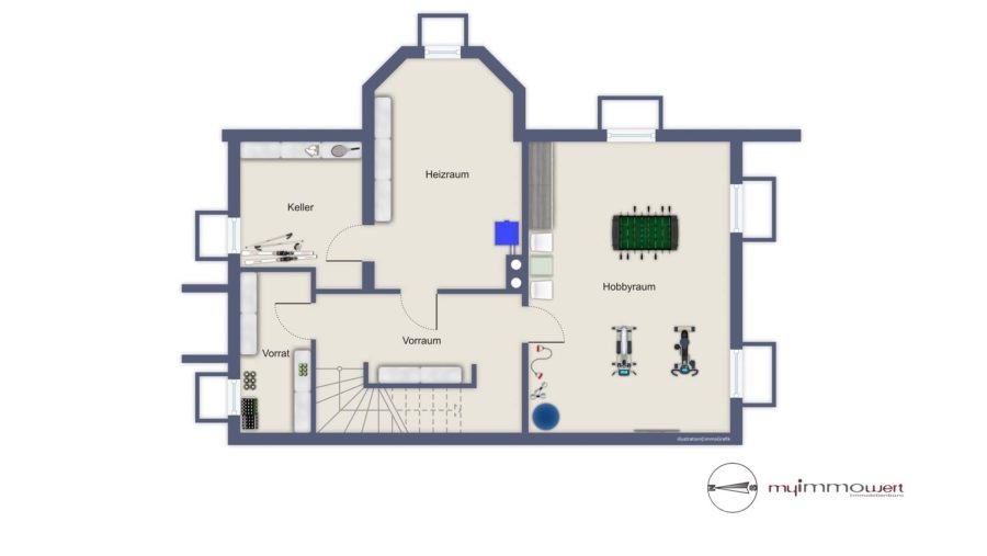 Reiheneckhaus mit viel Platz für die ganze Familie in Moosinning zum sofortigen Bezug - Grundriss Kellergeschoss