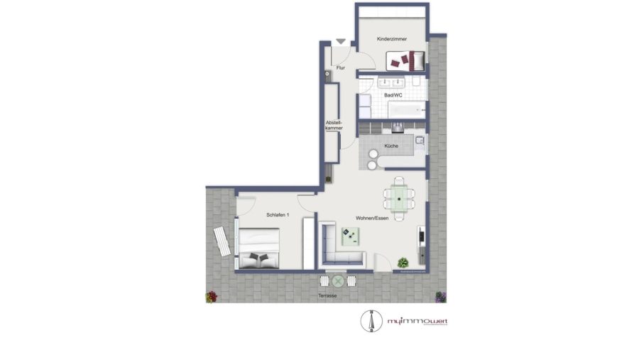 Erbpacht! Lichtdurchflutete 3-Zimmer-Dachterrassenwohnung mit unverbaubarem Blick ins Grüne - Grundriss Dachgeschosswohnung