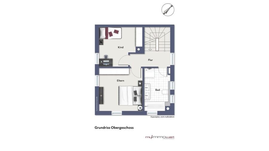 Familientraum! Schöne Neubau Doppelhaushälfte in sehr ruhiger Wohnlage zu vergeben! - Obergeschoss
