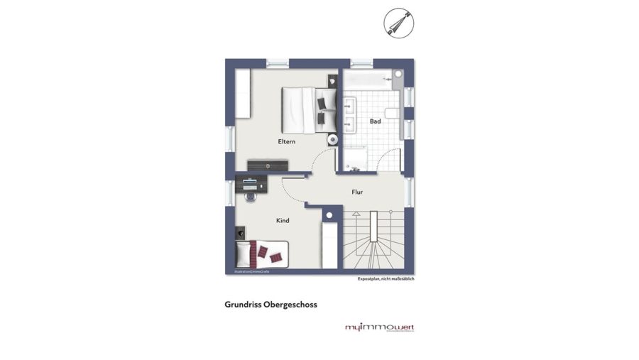 Modernes Familiendomizil! Exklusive Neubau Doppelhaushälfte in sehr ruhiger Wohnlage zu vergeben! - Obergeschoss