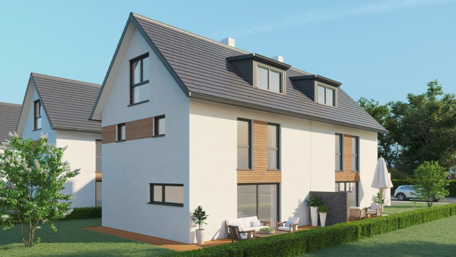 Modernes Familiendomizil! Exklusive Neubau Doppelhaushälfte in sehr ruhiger Wohnlage zu vergeben! - Ansicht 2-4-6
