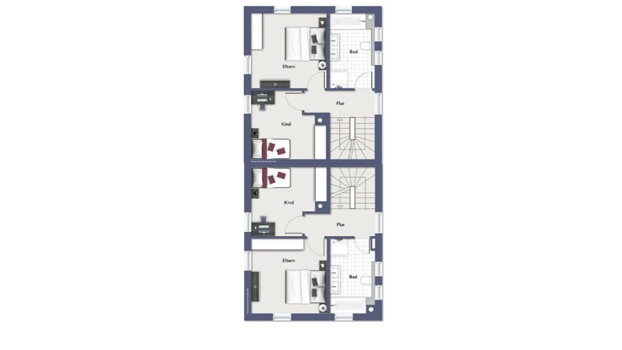 Platz für die ganze Familie! Exklusive Neubau Doppelhaushälfte in sehr ruhiger Wohnlage zu vergeben - Geschossplan Obergeschoss