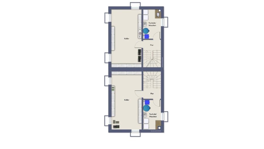 Modernes Familiendomizil! Exklusive Neubau Doppelhaushälfte in sehr ruhiger Wohnlage zu vergeben! - Geschossplan Kellergeschoss