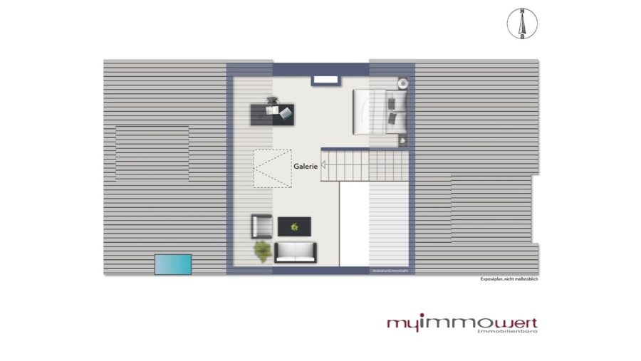 Schöne moderne 2,5-Zimmer-Maisonette-Dachgeschosswohnung im Herzen von Hallbergmoos zu vergeben! - Grundriss Galeriebereich