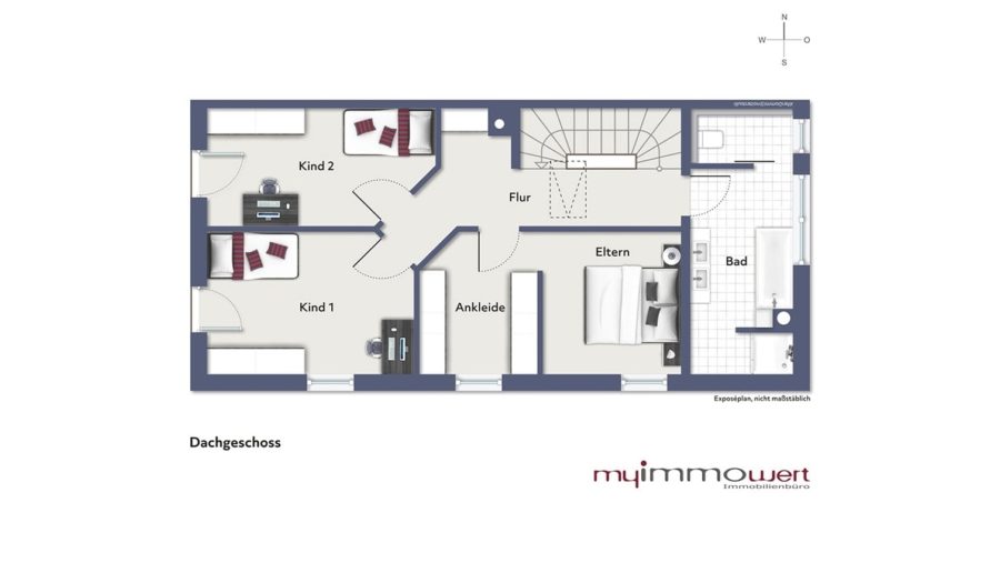 Elegante Walmdach Neubau-Doppelhaushälfte im Villenstil in Bestlage Erding zu vergeben! - Dachgeschoss