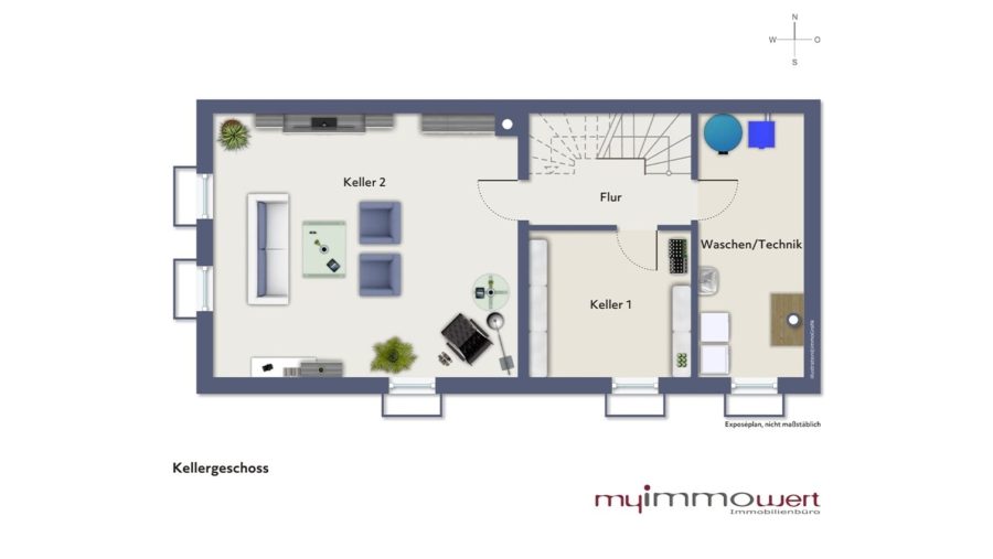 Elegante Walmdach Neubau-Doppelhaushälfte im Villenstil in Bestlage Erding zu vergeben! - Kellergeschoss